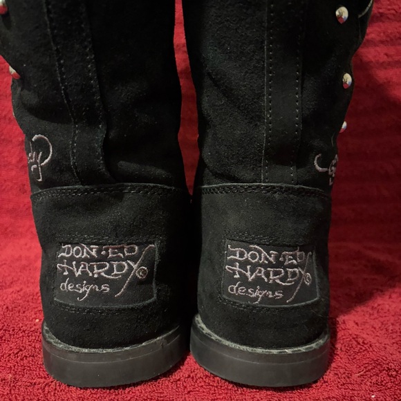 Ed Hardy Skull & “Kills” Heart Faux Fur Suede Tall Boots | Women’s US 6 - Picture 3 of 10